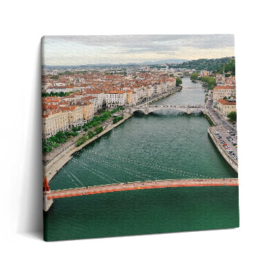 Fotoobraz na plátne 60x60 Mesto pri rieke s mostami