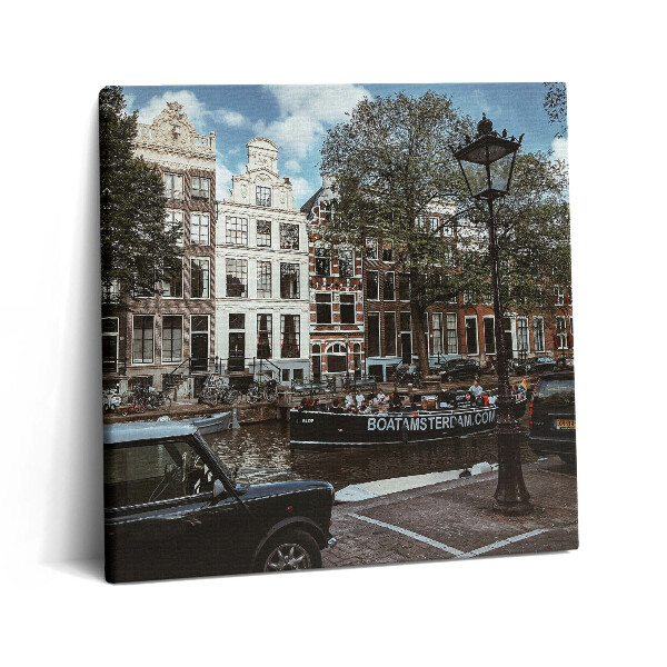 Obraz na plátne 60x60 Kanálová scenéria v Amsterdame