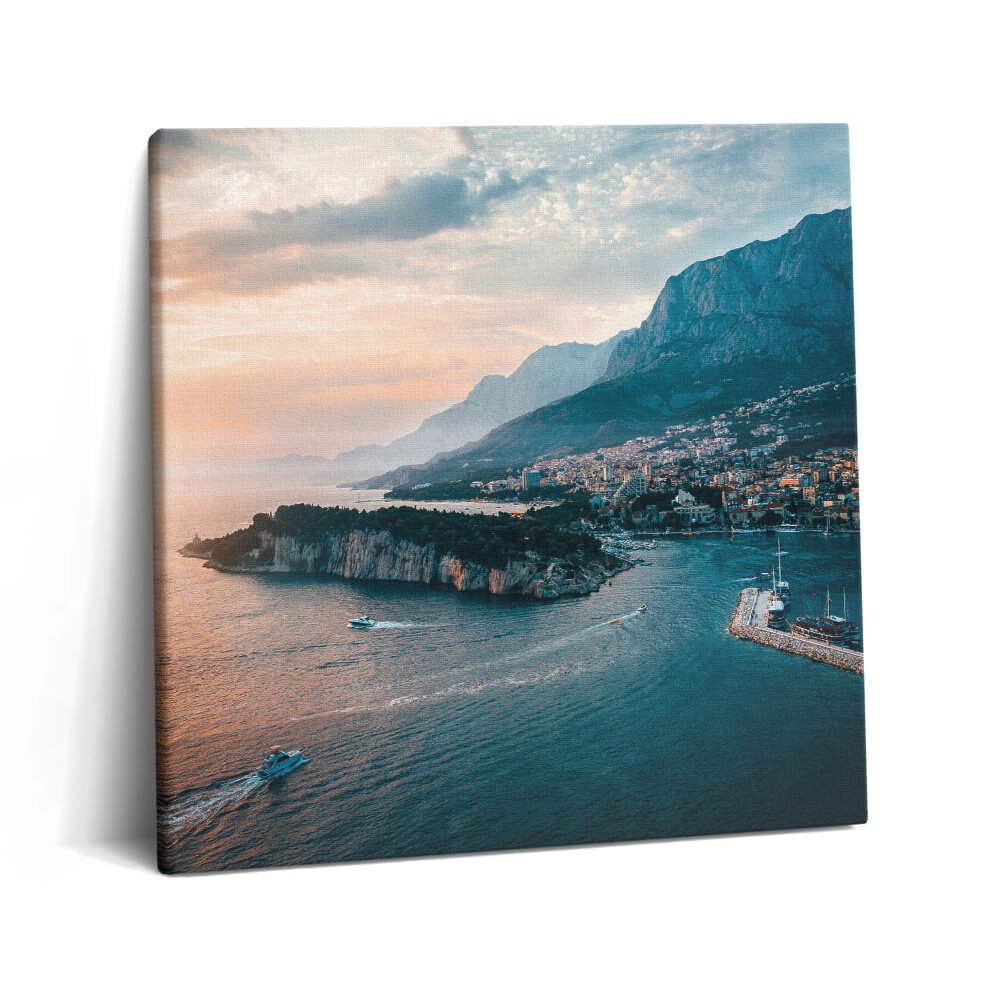 Obraz na plátne 60x60 Pohľad na pobrežie pri súmraku