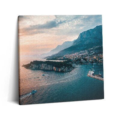 Obraz na plátne 60x60 Pohľad na pobrežie pri súmraku