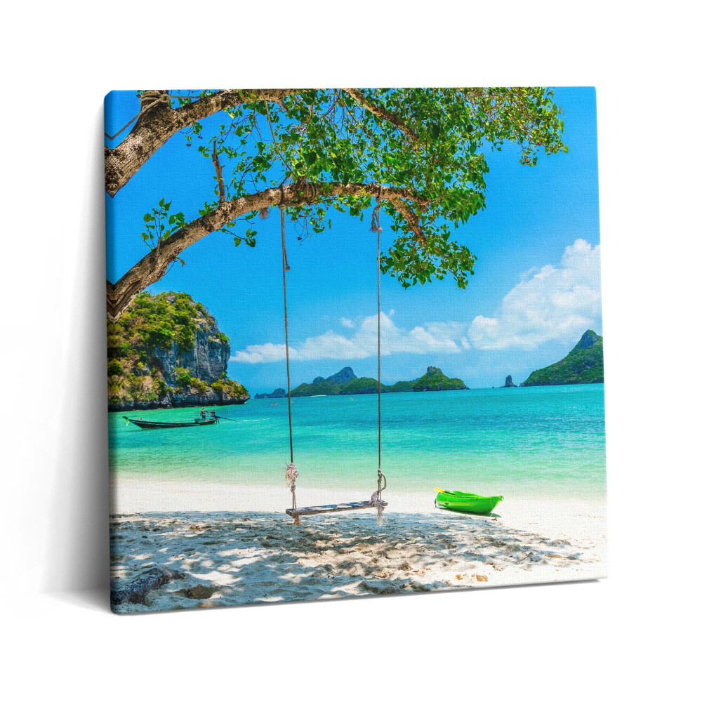 Fotoobraz na plátne 60x60 Hojdačka na pláži pod stromom