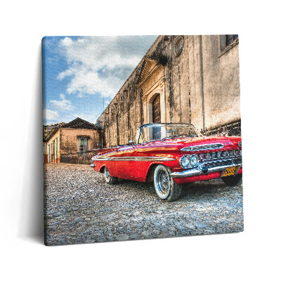 Obraz na plátne 60x60 Červené auto na historickej ulici