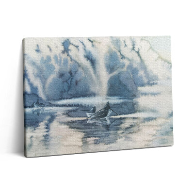 Fotoobraz na plátne 80x60 Zimné jazero a loď