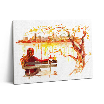 Fotoobraz na plátne 80x60 Jesenná krajina - žena