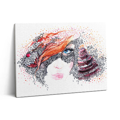 Fotoobraz na plátne 80x60 Abstraktné sladká žena s tortou