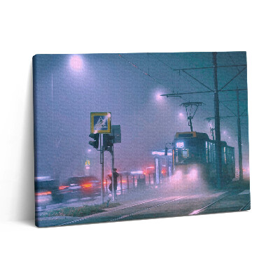 Fotoobraz na plátne 80x60 Varšava v noci v hmle