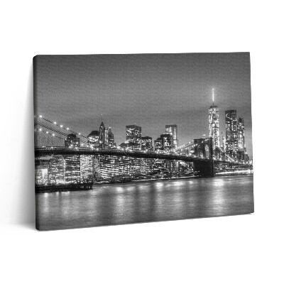 Fotoobraz na plátne 80x60 Brooklynský most v New Yorku v noci