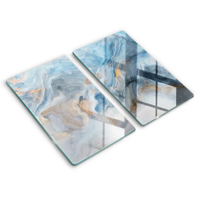 Sklo za varnú dosku dvojitý 2 kusy Mramorové oblaky v modrej harmónii
