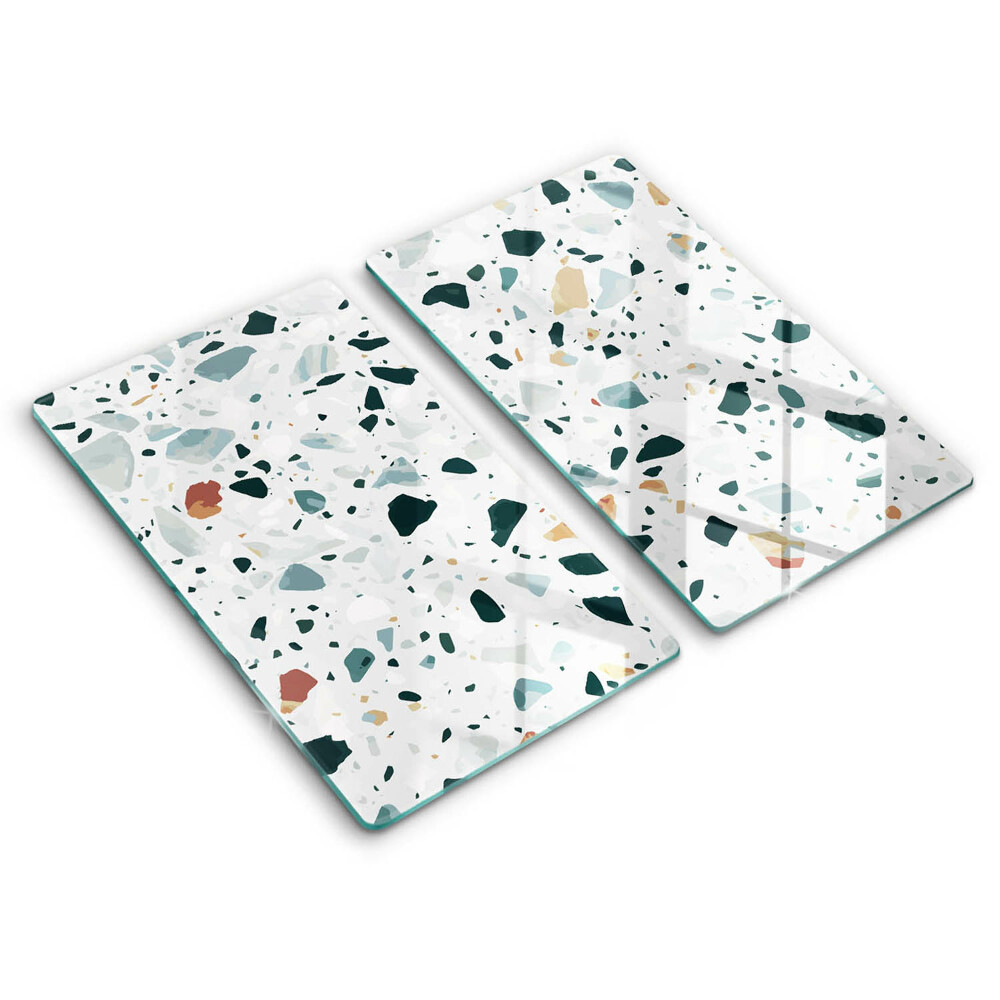 Sklo za varnú dosku dvojitý 2 kusy Terazzo farebná mozaika