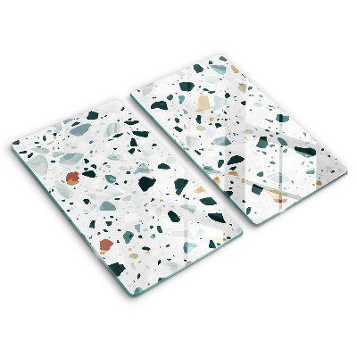 Sklo za varnú dosku dvojitý 2 kusy Terazzo farebná mozaika