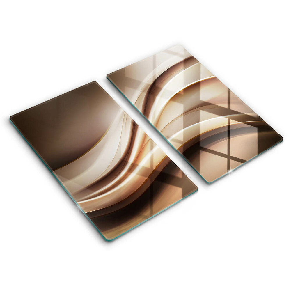 Kryt na sporák dvojitý 2 kusy Harmonické krivky v hnedých tónoch