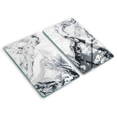 Kryt na sporák dvojitý 2 kusy Mramorové vlny v čiernobielom prevedení