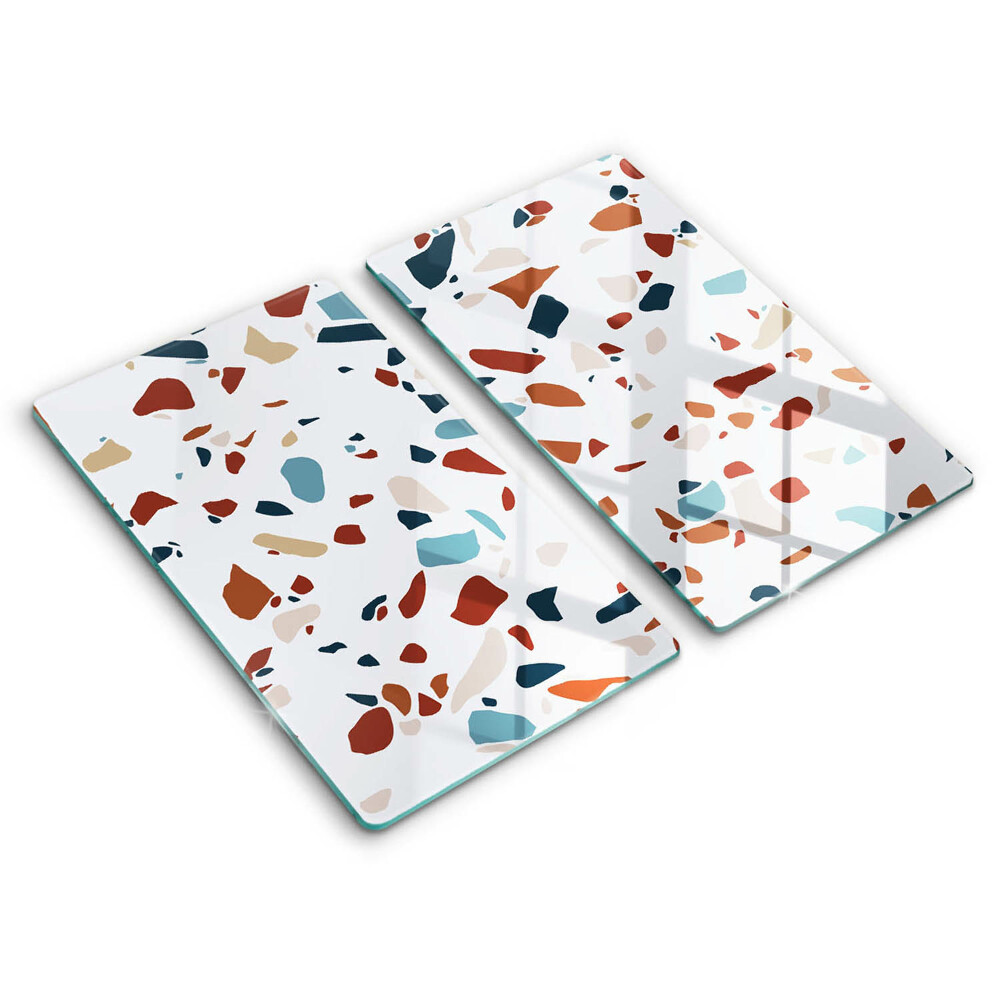 Kryt na sporák dvojitý 2 kusy Farebná mozaika v štýle terrazzo