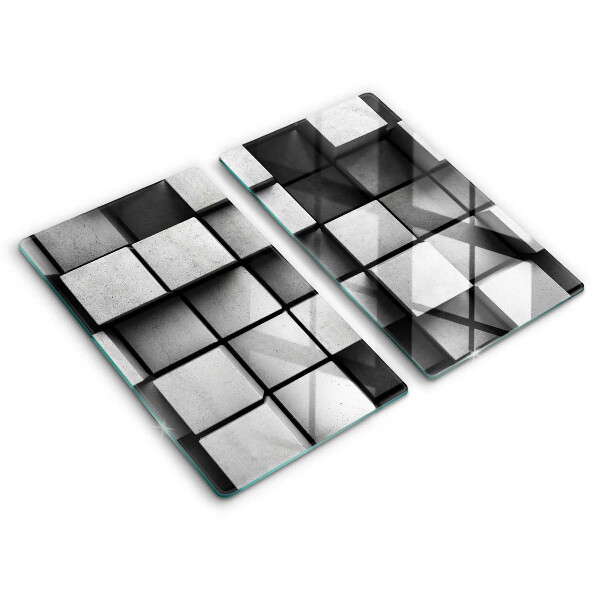 Sklo za varnú dosku dvojitý 2 kusy Čiernobiele geometrické bloky