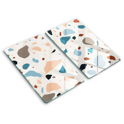 Sklo za varnú dosku dvojitý 2 kusy Farebná terrazzo mozaika