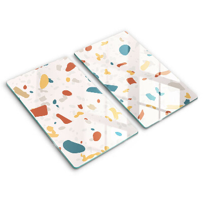 Sklo za varnú dosku dvojitý 2 kusy Farebná terrazzo mozaika