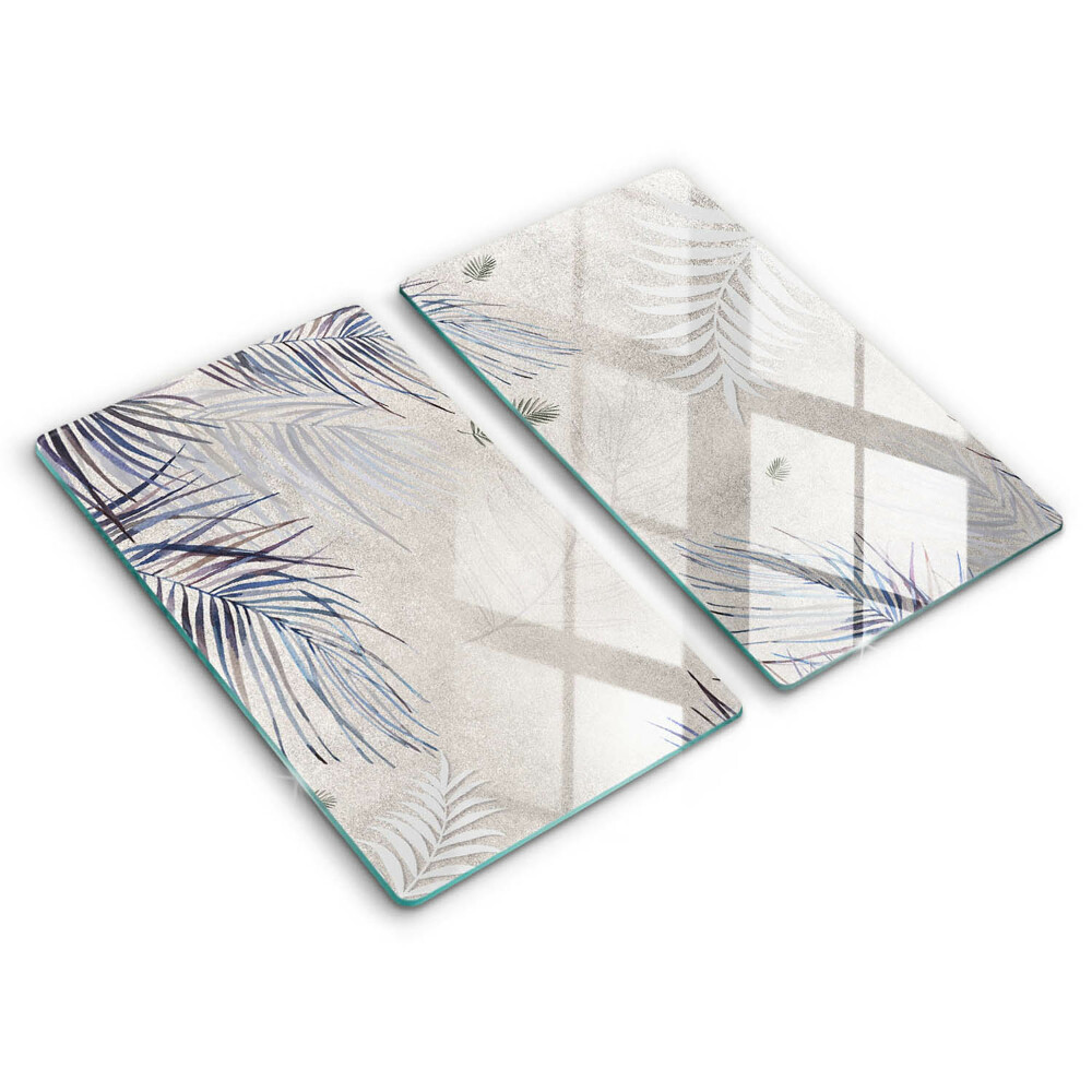 Sklo za varnú dosku dvojitý 2 kusy Tropické listy v jemných odtieňoch