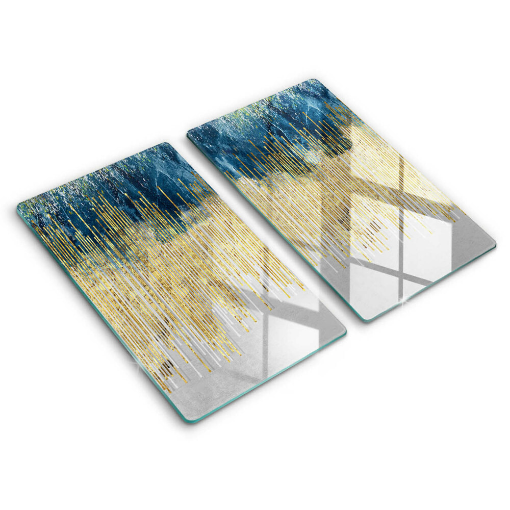 Sklo za varnú dosku dvojitý 2 kusy Zlatý dážď na modrom pozadí