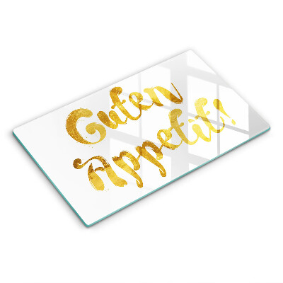 Kryt na plynový sporák Zlatý nápis na bielom skle