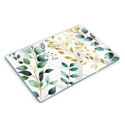 Kryt na sporák 80x52 cm Zelené a zlaté listy