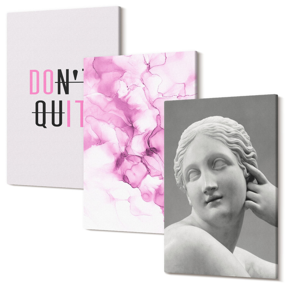 Sada 3 obrazov Akvarel inšpirujúci slogan starovekej sochy