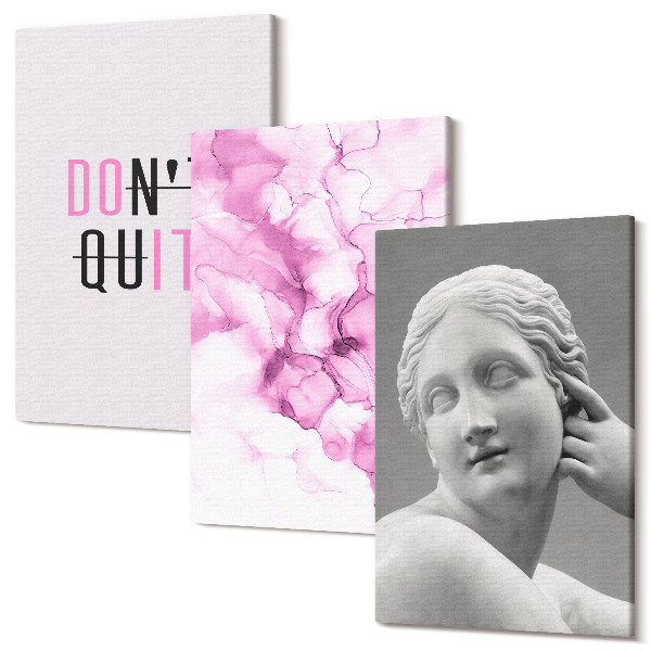 Sada 3 obrazov Akvarel inšpirujúci slogan starovekej sochy