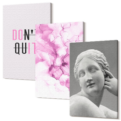 Sada 3 obrazov Akvarel inšpirujúci slogan starovekej sochy