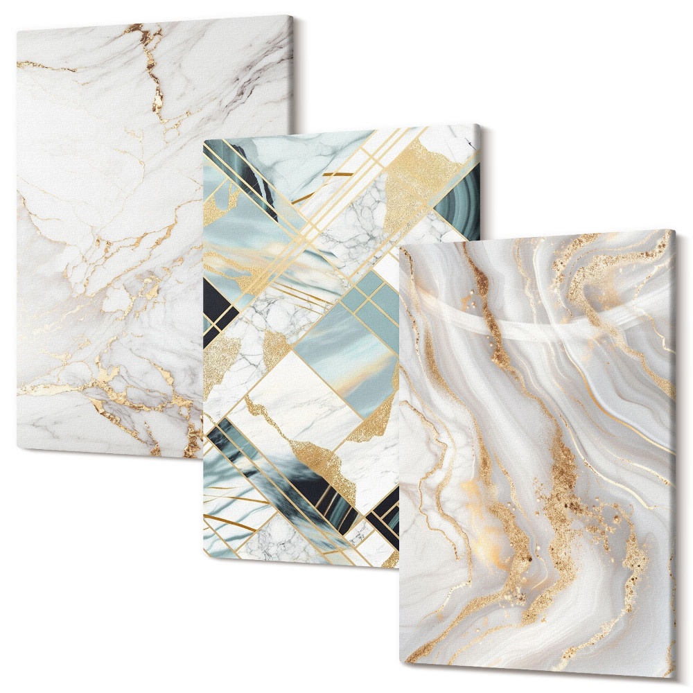 Sada 3 obrazov Elegantné, módne abstraktné mramorové vzory