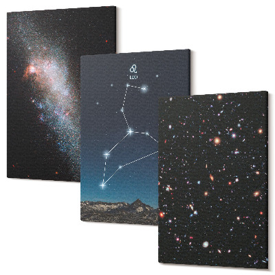 Sada obrazov triptych Galaxia v súhvezdí Lev a vesmír
