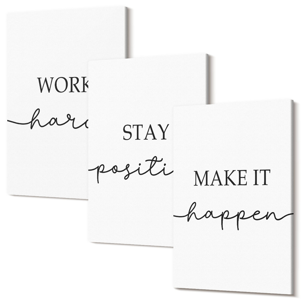 Sada 3 obrazov Minimalistické motivačné citáty, ktoré inšpirujú