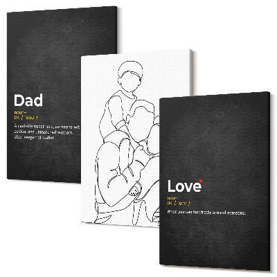 Sada 3 obrazov Rodinné perokresby s definíciami lásky a otcovstva