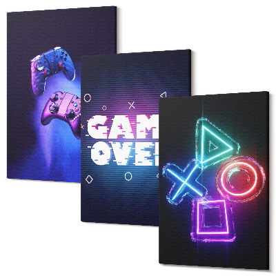 Sada 3 obrazov Gamepady s ikonami Game Over