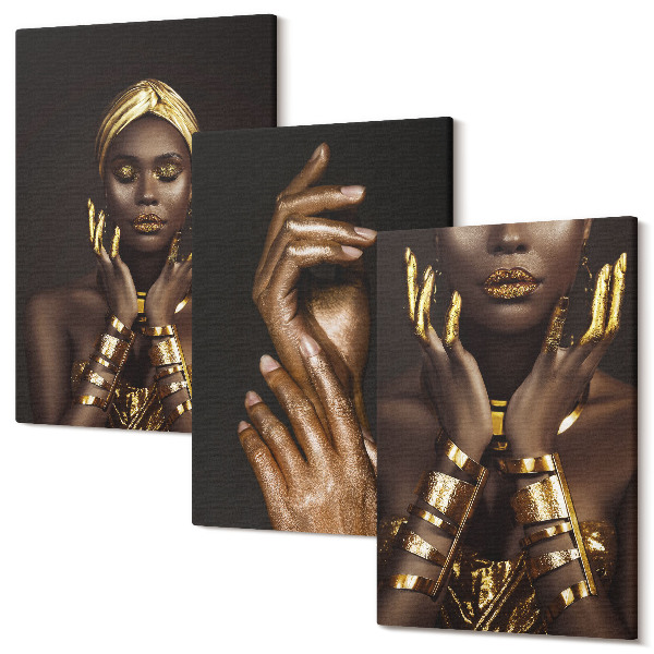 Sada 3 obrazov Elegantné portréty africkej ženy