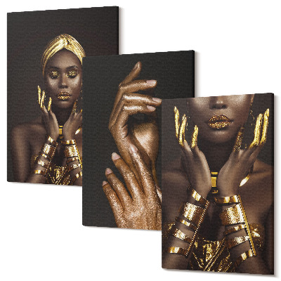 Sada 3 obrazov Elegantné portréty africkej ženy