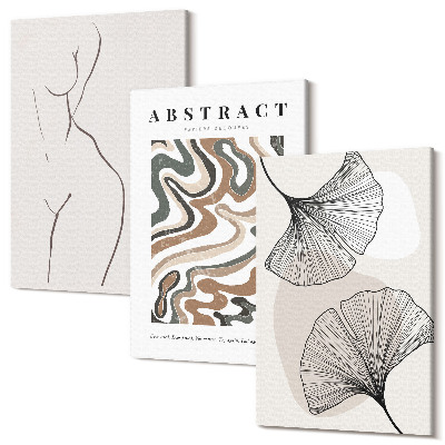 Sada obrazov triptych Abstraktný plagát ženských tvarov zanecháva boho štýl