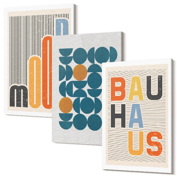 Sada 3 obrazov Geometrické vzory plagáty v štýle Bauhaus