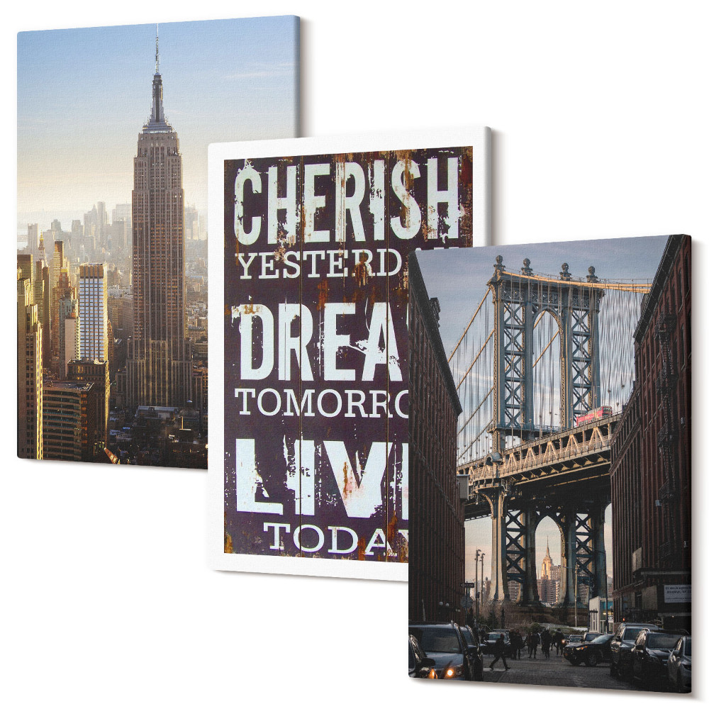 Sada 3 obrazov New York City Landscapes s inšpiratívnym citátom