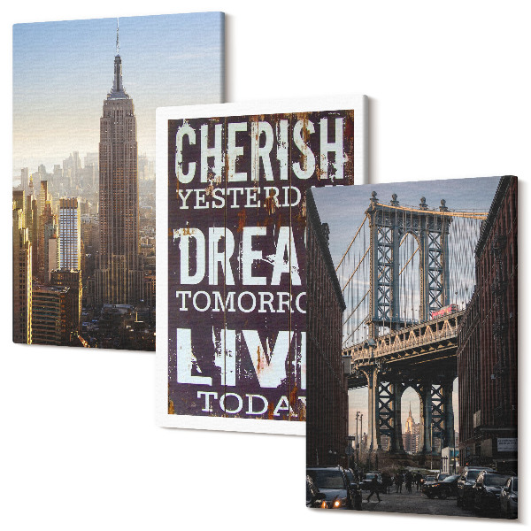 Sada 3 obrazov New York City Landscapes s inšpiratívnym citátom