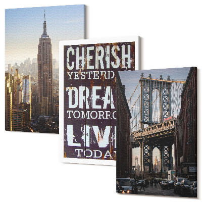 Sada 3 obrazov New York City Landscapes s inšpiratívnym citátom
