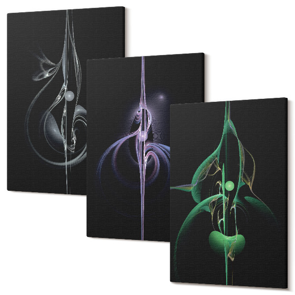 Sada obrazov na stenu triptych Abstraktné vzory v odtieňoch čiernej a farby