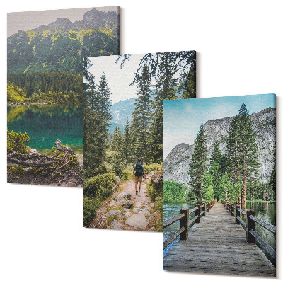 Sada obrazov na stenu triptych Hory, jazerá, lesy a cestičky v prírode