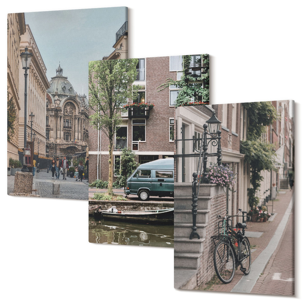 Sada obrazov na stenu triptych Pokojný výhľad na budovy