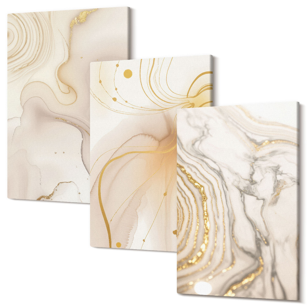 Sada obrazov triptych Jemné abstraktné vzory rozliatej farby