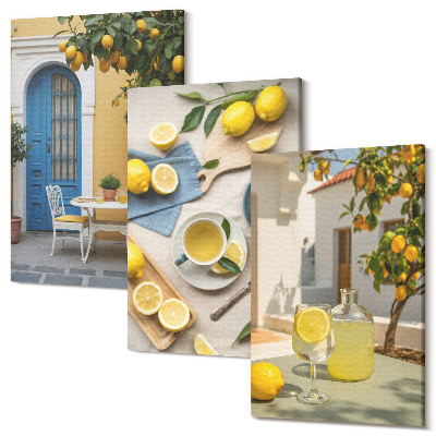 Sada obrazov na stenu triptych Citrónová limonáda modré dvere letný výhľad