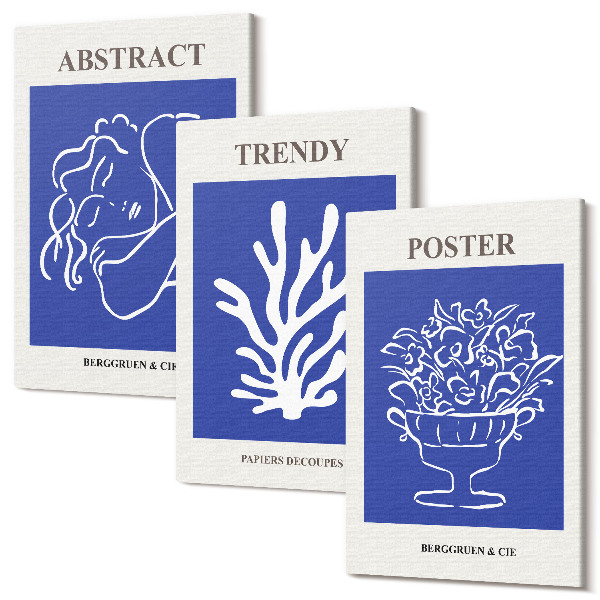 Sada obrazov triptych Štýlové modré plagáty od Henri Matisse