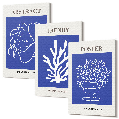 Sada obrazov triptych Štýlové modré plagáty od Henri Matisse