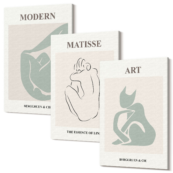 Sada 3 obrazov Abstraktné postavy v pastelových odtieňoch od Henri Matisse