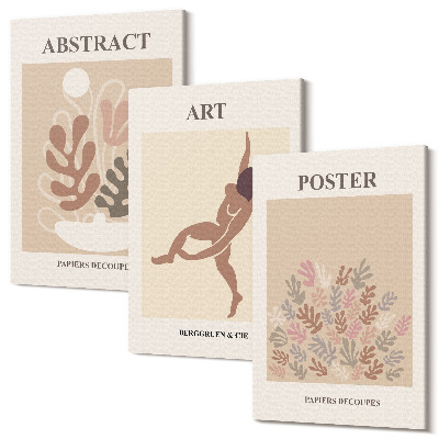 Sada obrazov na stenu triptych Štýlové abstraktné kompozície Henriho Matissa