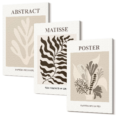 Sada obrazov na stenu triptych Rastlinné vzory v odtieňoch béžovej a hnedej