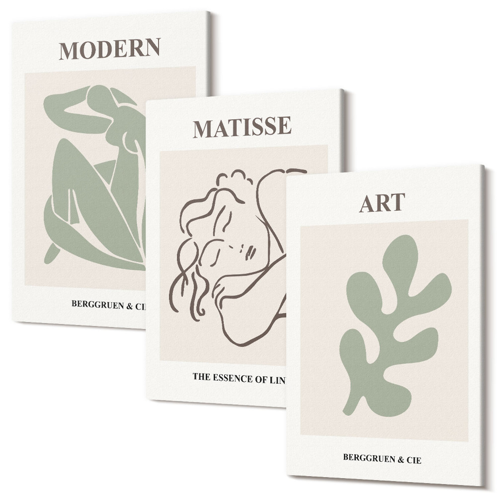 Sada 3 obrazov Štýlové postavičky a rastliny v minimalistickom dizajne